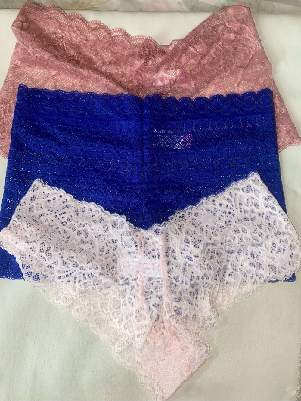 No Boundaries Lace Boyshort Panty Set - Pink, Royal Blue, Light Pink